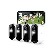 Arlo Essential HD Telecamera WiFi Esterno Senza Fili, Telecamera WiFi Interno, Sirena Allarme Casa, Sensore Di Movimento, Visione Notturna A Colori, Prova Inclusa Arlo Secure, 4 Telecamere, Bianche
