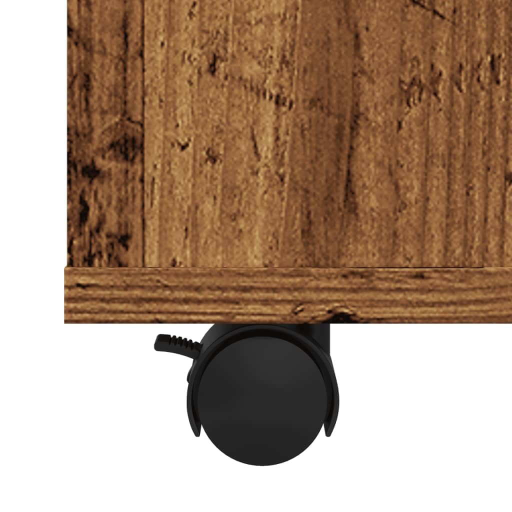 Brokky Armadietto con Ruote Legno Antico 60x53x72cm in Truciolato-Carrello Porta Stampante,Mobiletto con Ruote,Supporto per Stampante in Legno,Classificatore per Documenti per Studio,Ufficio