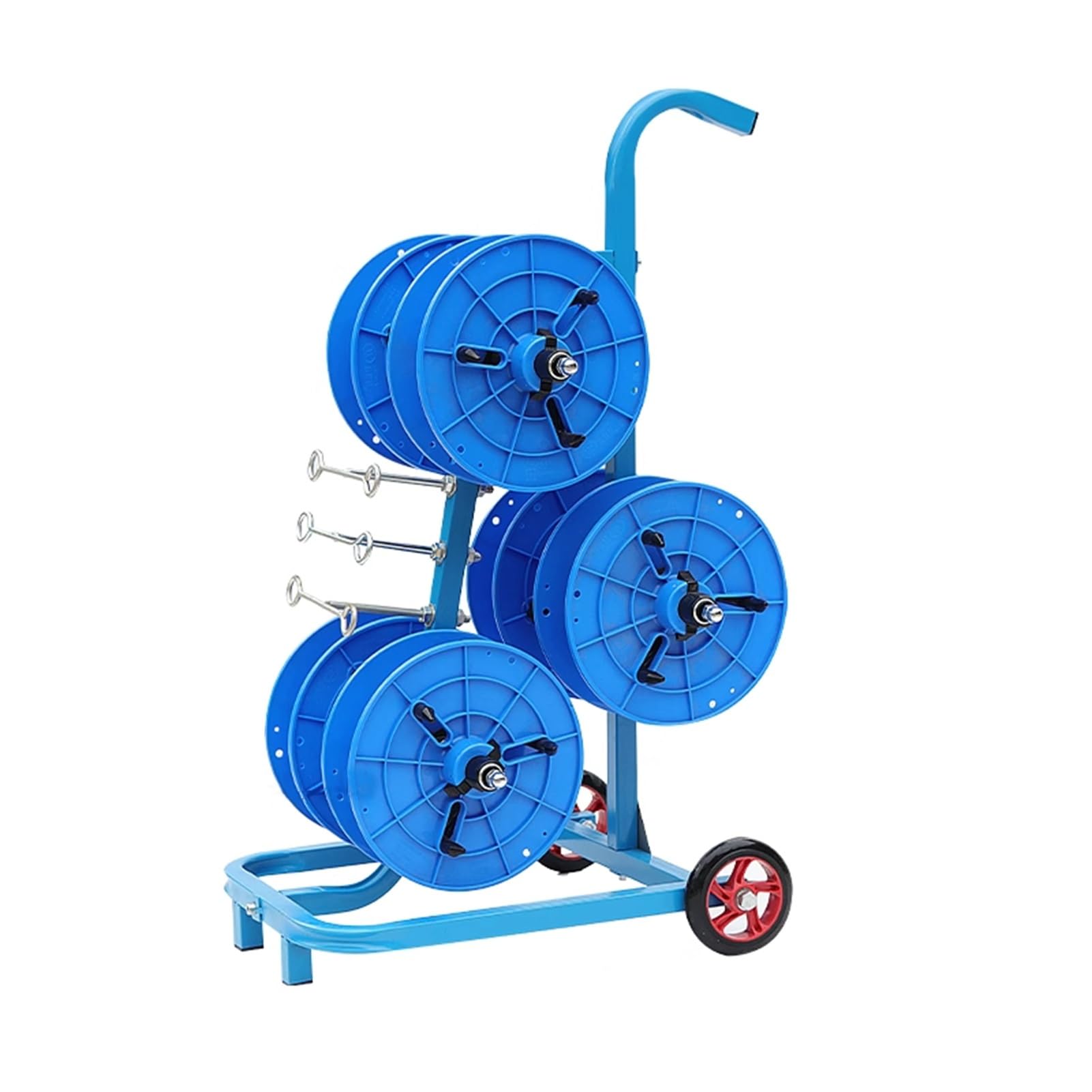 WDSOPK Wire Spool Rack with Wheels,5/6 Axle Cable Caddy,Wire Installer Spool Reel Holder,for Industrial and Retail Wire Pullers (Blue 6 reel)