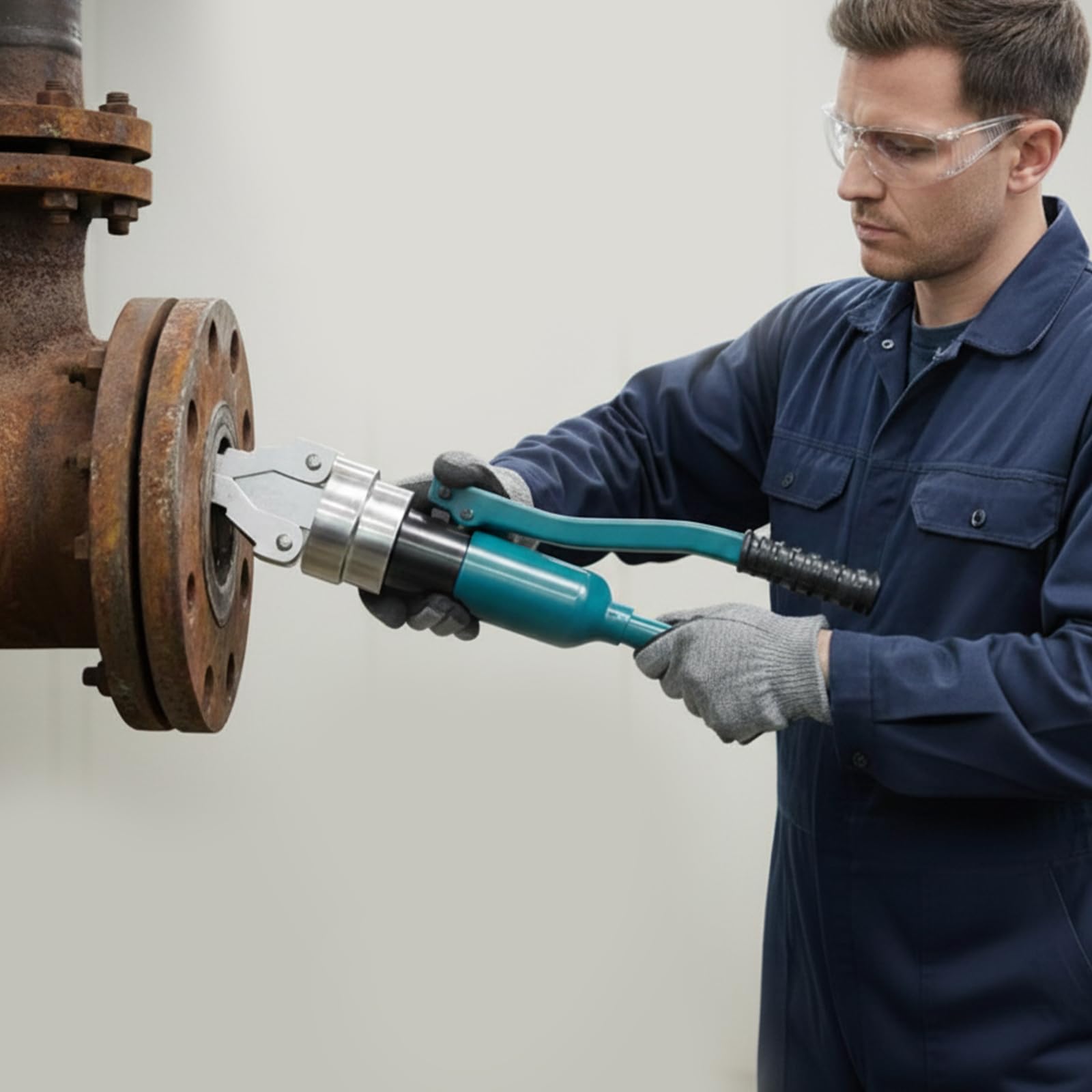12T Hydraulische Flanschspreizer, Druck Manuell Tragbar Hydraulischer Flanschspreizer, Max Expansion 55mm, Spreizer für die Reparatur von Rohrleitunge,Elektrostromreparatur, Bauarbeiten (Blau)