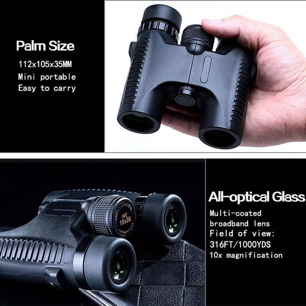 10 x 26 Waterproof Binoculars Foldable Multilayer Coating Transparent Zoom Hiking Travel Hunting Bird Watching (Colour: A)