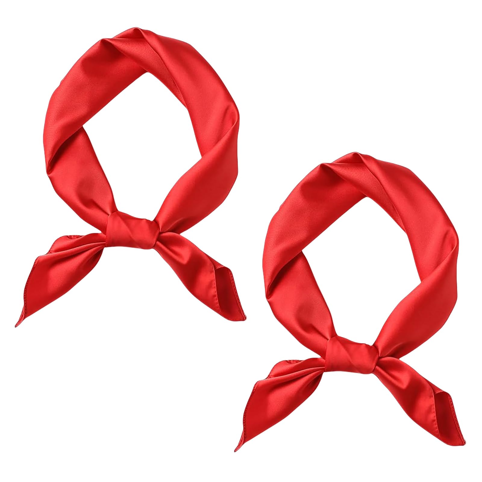 Lot De 2 Foulards En Soie Rouge 70x70cm - Écharpe Léger Polyvalente Pour Femme, Accessoire De Mode - 3