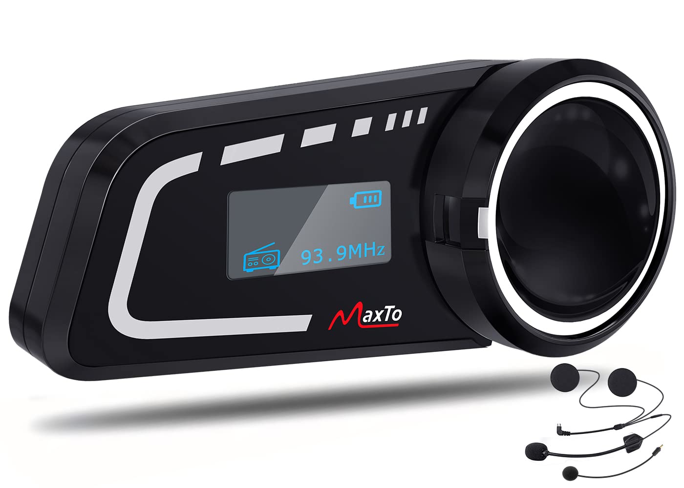 MAXTOMotorcycle Bluetooth Headset M2C 1000M 6 Riders Group Helmet Communication System with LCD Screen Universal Motorbike Intercom Waterproof Casco de Motor Intercomunicador FM/GPS/Siri(1 Pack)