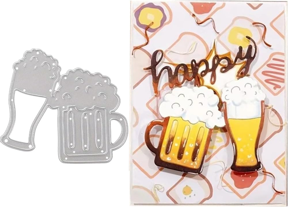 Cups Beer Dies Metal Die Cuts, Beer Cutting Dies Cut Stencils for DIY Scrapbooking Cards Photo Album Decorative Embossing Paper Dies for Scrapbooking Card Making