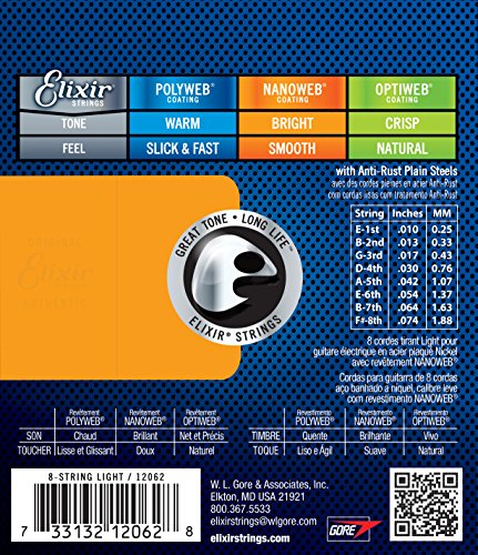 Cordes Elixir® pour guitare électrique 8 cordes avec revêtement NANOWEB®, Light (.010-.074) - Les Beatles, Paul McCartney, John Lennon, RIngo Starr, George Harrison Cordes Elixir® pour guitare électrique 8 cordes avec revêtement NANOWEB®, Light (.010-.074) – Image 3