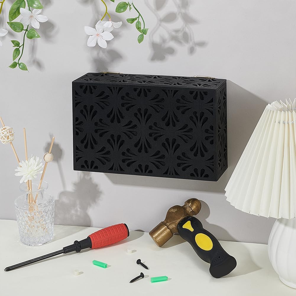 CUTHOLLOW Doorbell Chime Cover Box Plate for Wall Inside, Aesthetic Wooden Doorbell Cover for Home Upgrade Outdoor Indoor, Universal Fit and Easy to Install Decorative Modern Doorbell Box Only, Black