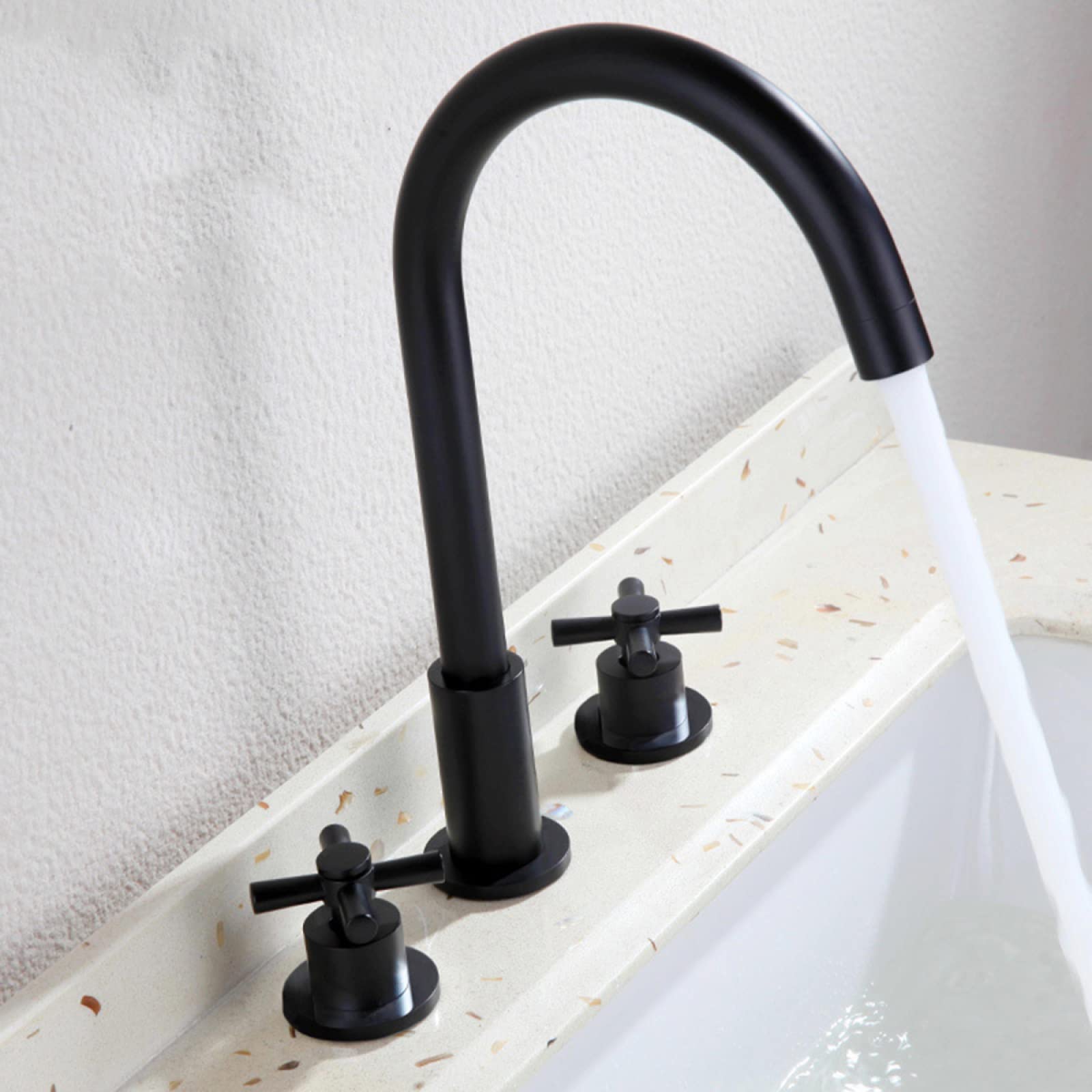 Robinet mitigeur de lavabo en laiton vintage avec poignée tête croisée pour salle de bain rétro