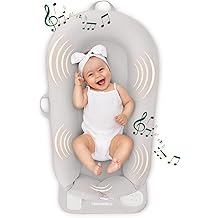 MyBaby 3-in-1 Calming Baby Cushion, Soothing Comfort for Newborns &amp; Infants, Snuggling Sensation, Sound and Vibration, Designed for Safety, Rechargeable &amp; Machine-Washable, by Homedics, Gray