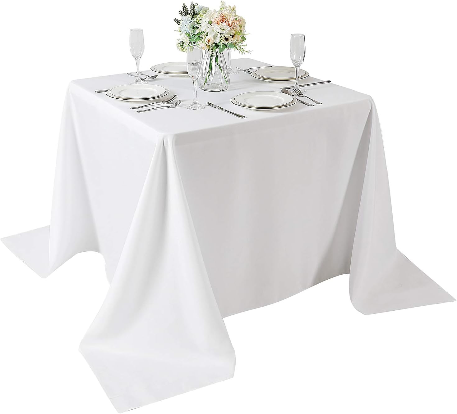 Square Tablecloth 90x90 inch Washable Polyester Fabric Table Cloth