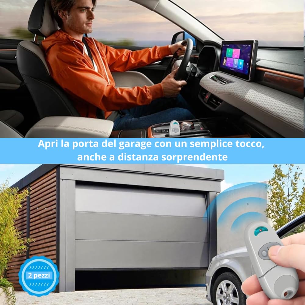 Telecomando Cancello Universali 433,92MHz - 2 PZ - Compatibile con Top 432EE, 432EV, 432NA, 432A, 432M, 432S, T432-2 Canali per Cancelli Automatici - Radiocomando Cancello di facile Programmazione