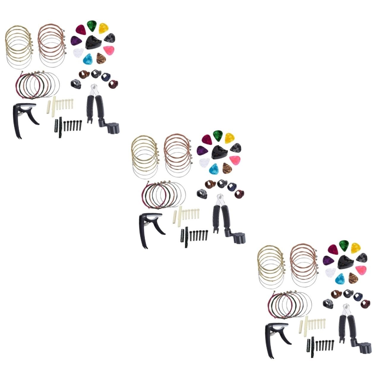 VICASKY 3piezas Herramientas Para Guitarra Capo Plectros y Cambiador De Cuerdas Incluye Kit De Puente Cejuela y Silla Negro