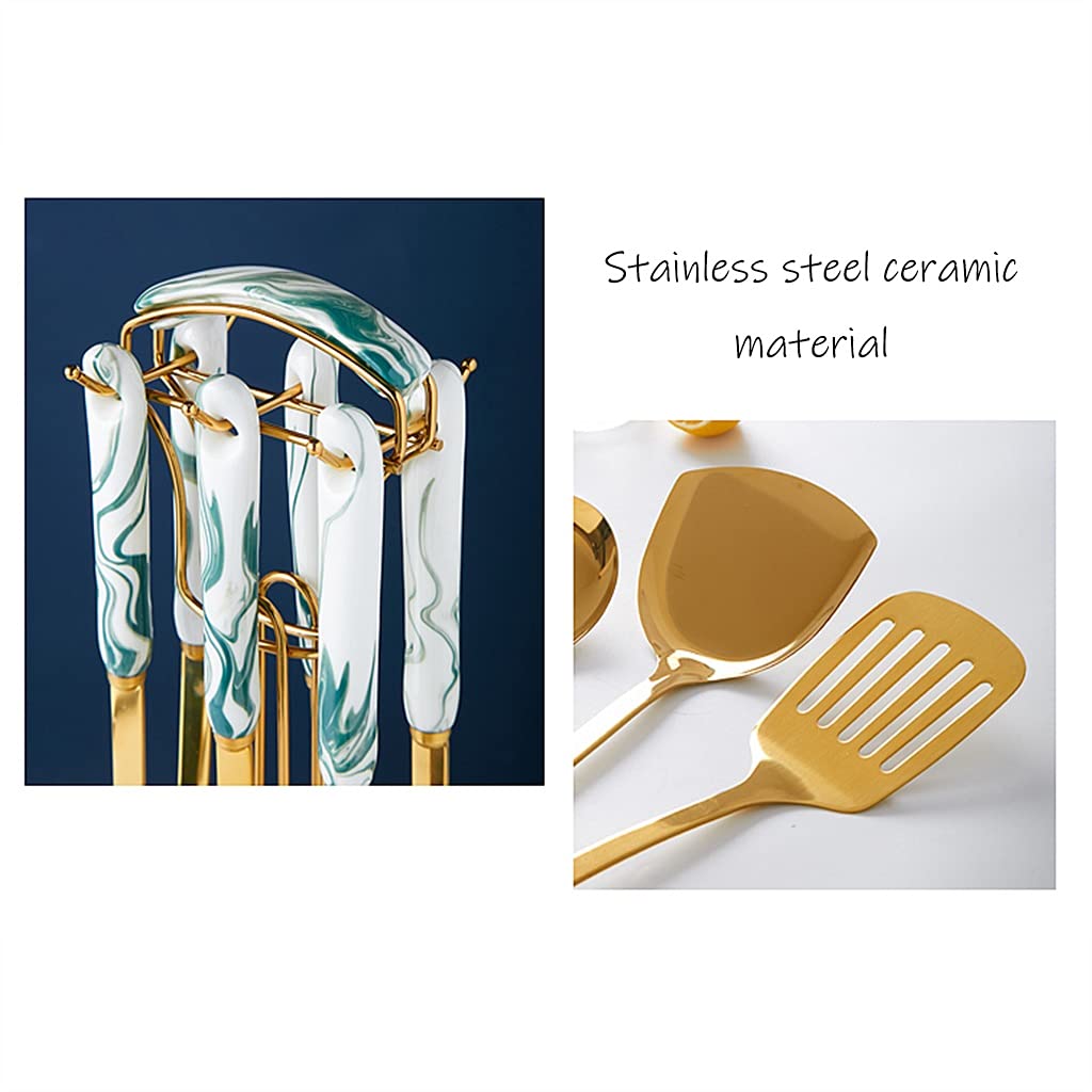 Zestaw przyborów kuchennych ze stali nierdzewnej Zestaw przyborów kuchennych Zestaw przyborów kuchennych ze stali nierdzewnej Zestaw naczyń ceramicznych z uchwytem na przybory do domowej kuchni Łatw