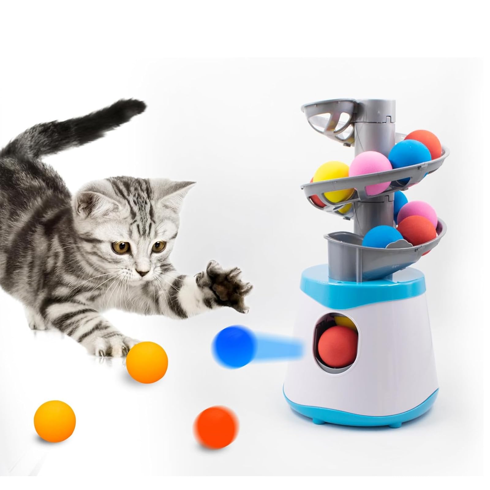 Amazon.co.jp: 猫おもちゃ 一人遊び 自動 ボールランチャー 室内•屋外