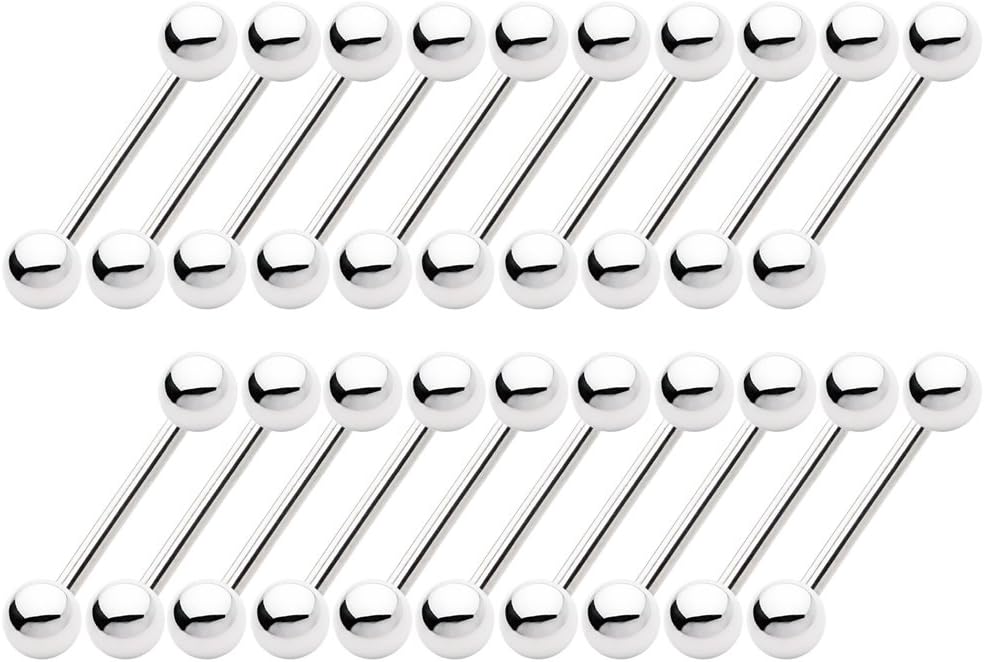 20PCS 316L Surgical Steel 14G Externally Threaded 22mm 19mm 16mm 13mm Straight Barbells Tongue Ring Nipple Bar Piercing Jewelry
