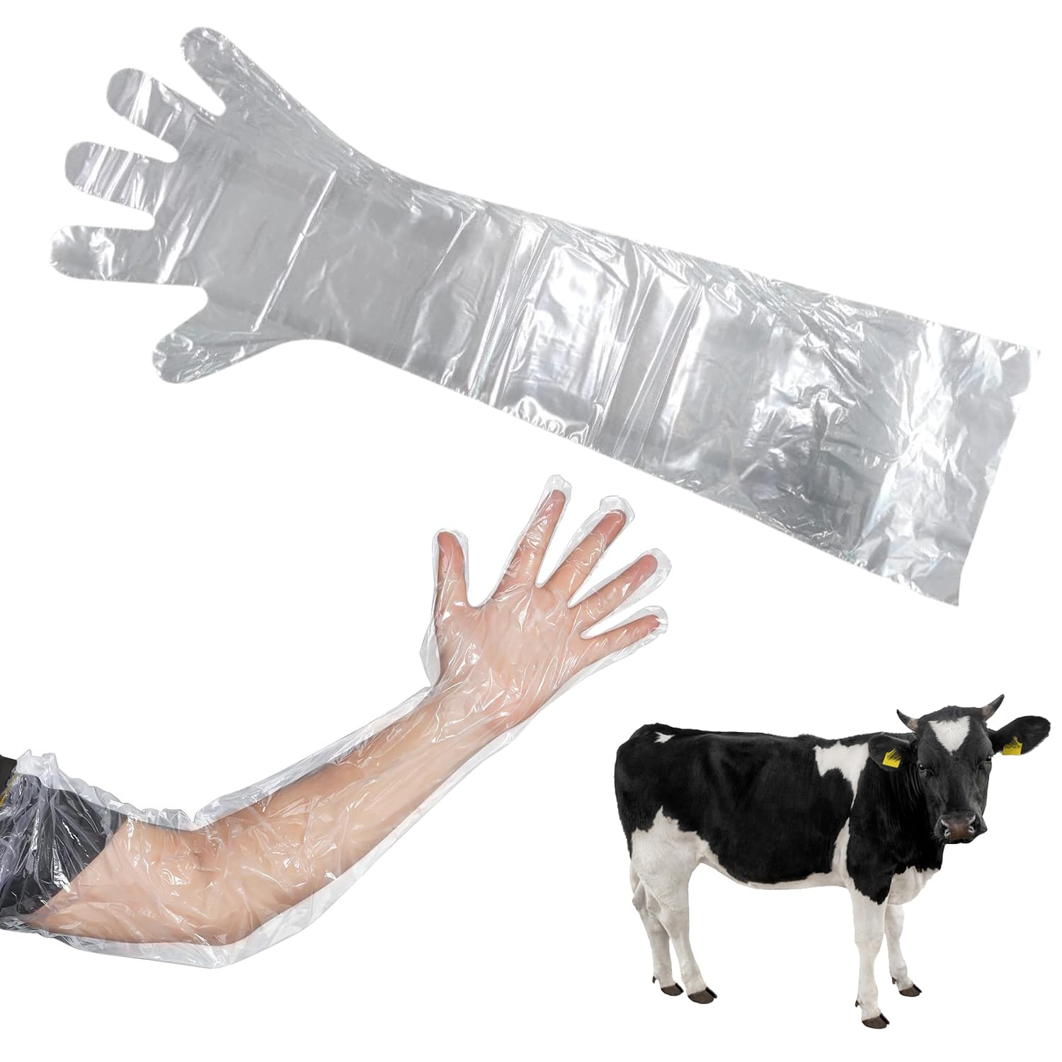 KARELLS Long Sleeve Vet Gloves,Long Sleeve Veterinary Gloves,30pc Disposable Soft Plastic Film,for Livestock Insemination,Household Cleaning (Transparent) โ image 1