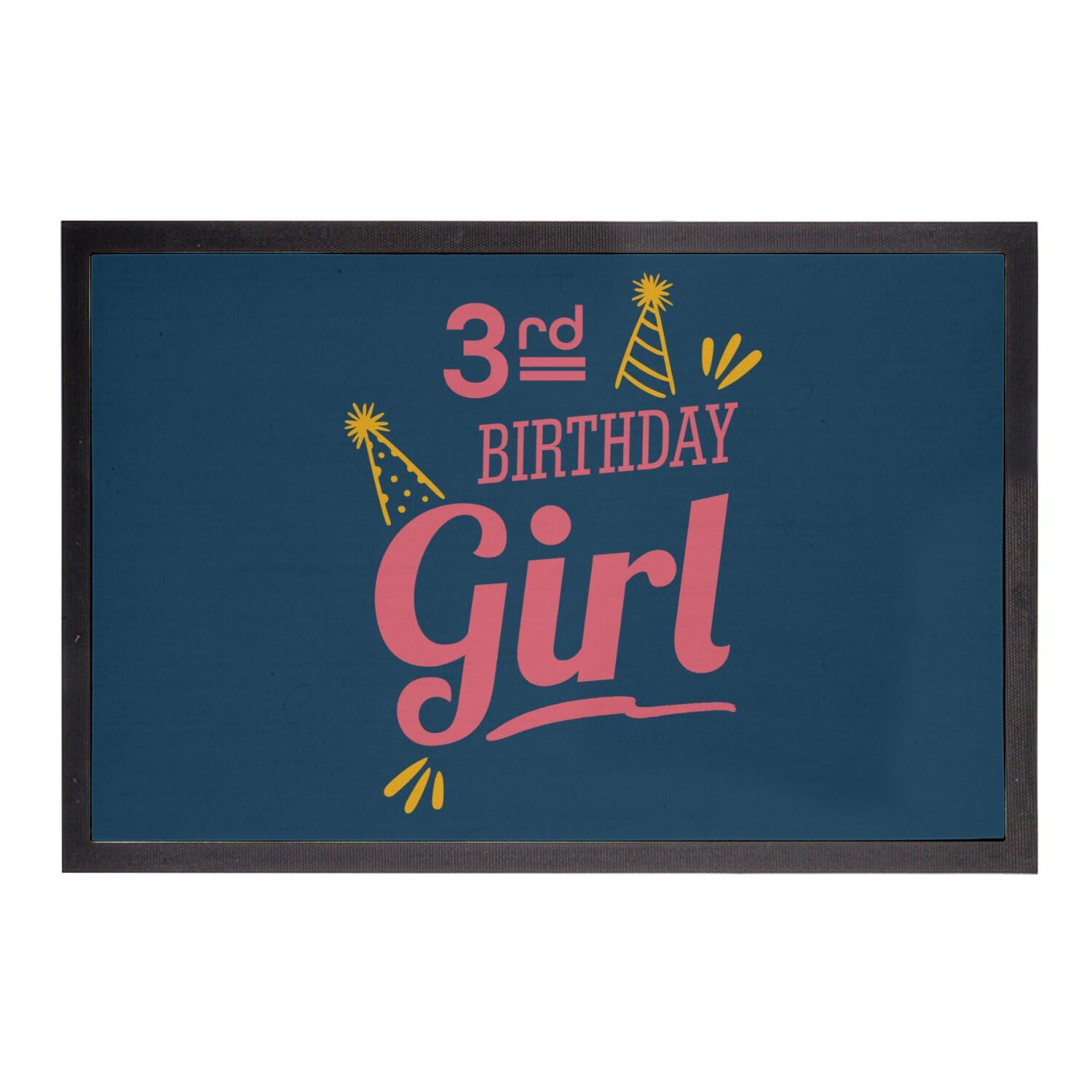 Paillasson bleu anniversaire 3 ans deco entree pour fete fille