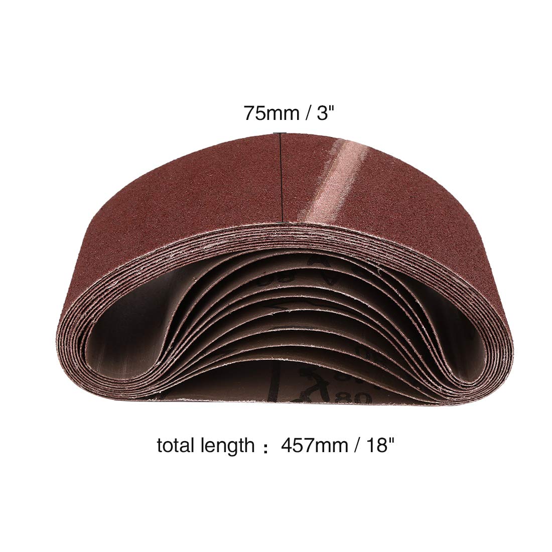 sourcingmap 3x18 Inch 80 Grit Aluminum Oxide Sanding Belt Sandpaper 10 Pcs - Image 2