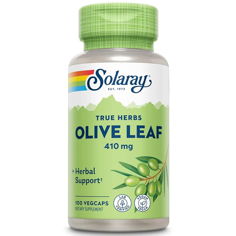 SOLARAY Suplemento de Folha de Oliveira 410 mg, 100 cápsulas veganas