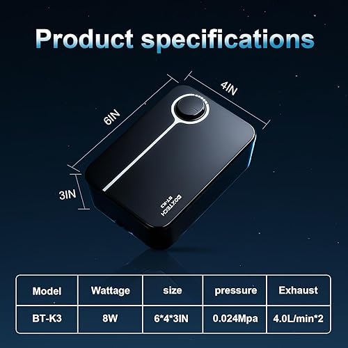 Miniatura 8 de Bomba de aire ultrasilenciosa para acuario, aireador de tanque de peces ajustable con bomba de doble salida, bomba de oxígeno de 8 W, 8 L/min para