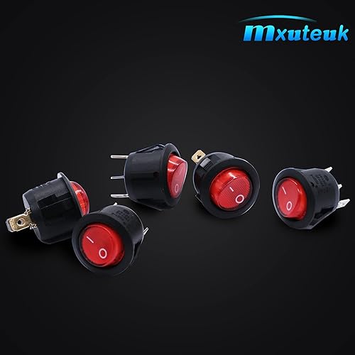 Miniatura 5 de mxuteuk Interruptor basculante redondo iluminado AC110120V con luz AC110120V interruptor de alimentación de palanca de barco iluminado luz roja SPST