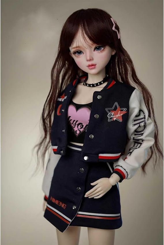 Handmade BJD Doll 1/3 Scale 56cm Ball Mechanical Jointed Doll with Full Set of Clothes, Dual-Colour Eyes, Bag and Accessories