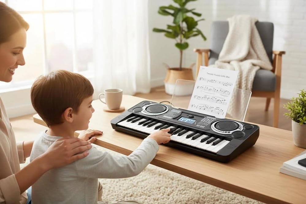 Image of 37 Keys Kids Electronic Keyboard Piano Toy | Mini Musical Keyboard with Built-in Speakers, Indian Tones & Demo Songs | Educational Music Learning Piano for Toddlers, Boys & Girls (Multicolor)