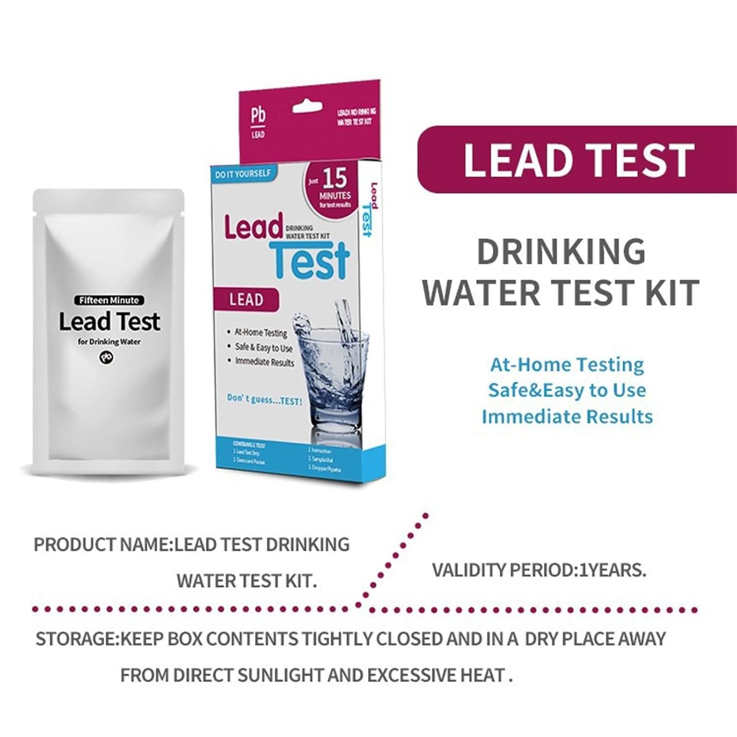 Water Lead Test Kit,Drinking Water Test Kit High Sensitivity Lead Strip - Home Testing to Detect, Accurate Testing Kits for Drinking, Tap and Well Tests