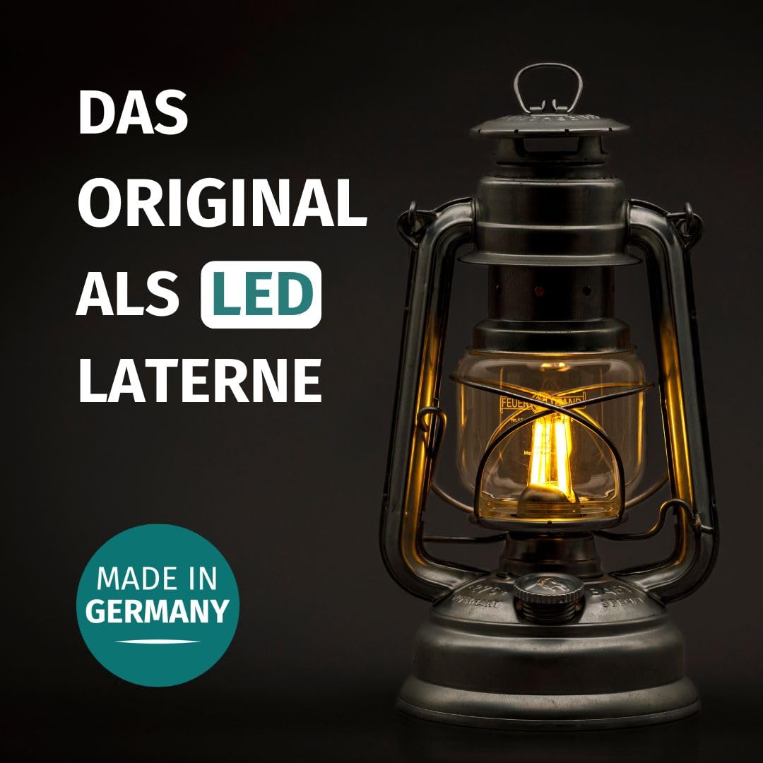 Feuerhand Baby Special 276 Lanterne LED à intensité variable en continu pour salon, balcon ou terrasse avec lumière blanche chaude, fonctionne sur piles et piles Rouge