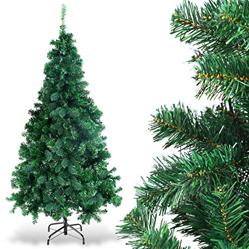 GOPLUS 150/180/210/240 cm, árvore de Natal artificial verde automática, decoração natalícia com suporte de metal, árvore de natural de abeto verde com 1138 pontas de ramos de PVC ignífugo (240 cm)