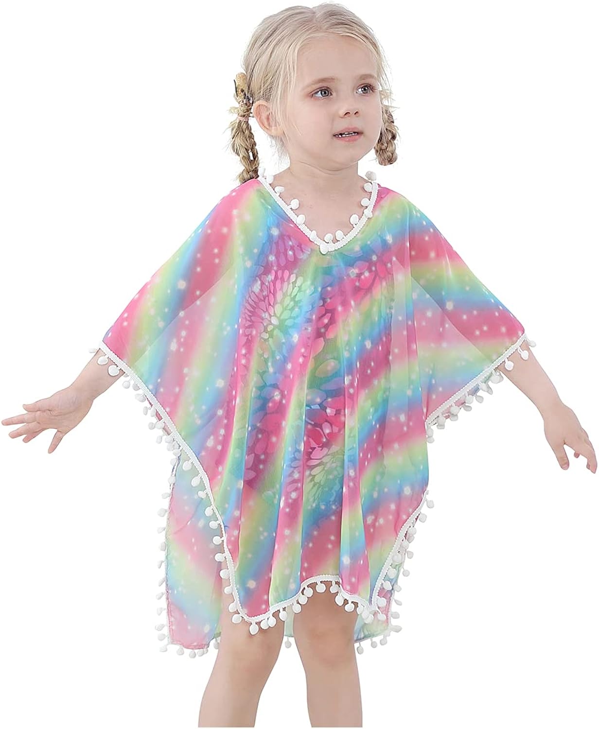 Azue Girls Swimsuit Cover Ups Bathing Suit Beach Dress Baby Girl Swimwear Wraps with Pompom Tassel Sarong Wrap Skirt: Clothing, Shoes & Jewelry