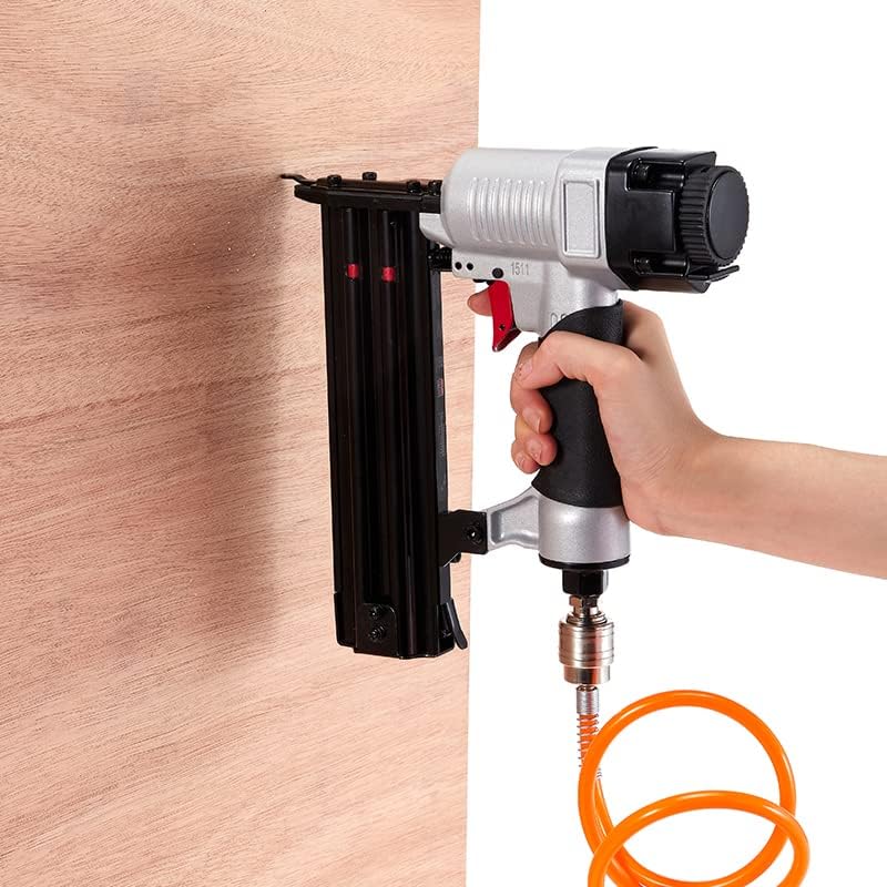 18 Gauge Air Brad Nail Gun, Air Stapler Upholstery Staple Gun with 50mm Nailer, Pneumatic Stapler Safety Switch for Accidental Firing