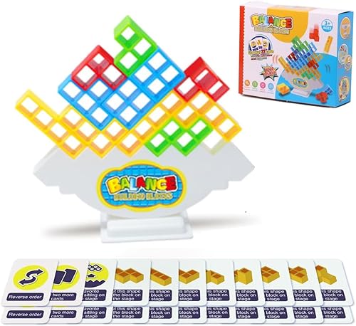 Majabike Juego de torre Tetra, juego de apilamiento de torre Tetra para juegos familiares, fiestas, viajes, niños y adultos, bloques de construcción