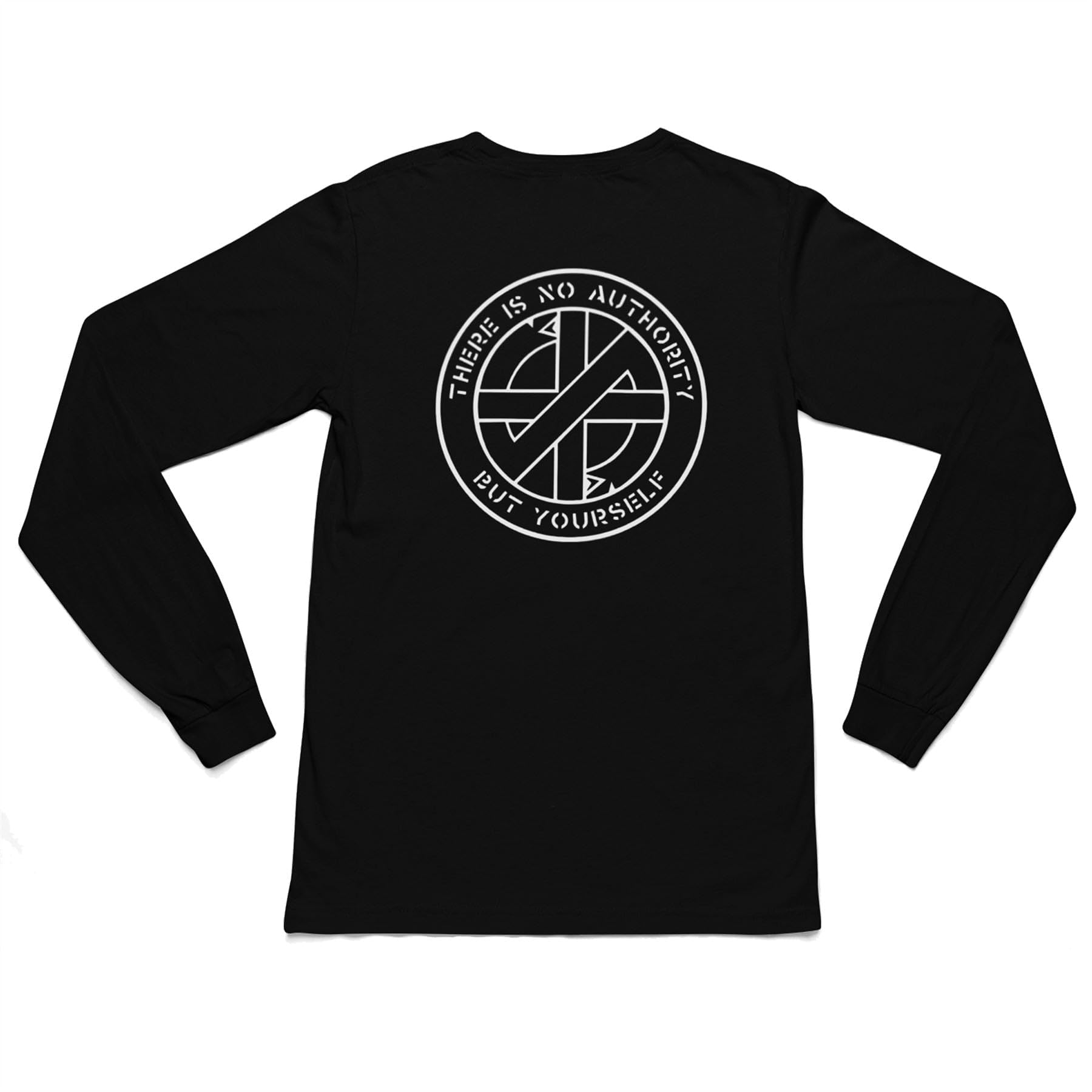Crass No Authority But Yourself Long Sleeve T-Shirt - Hardcore Punk Rock Anarchist M Black