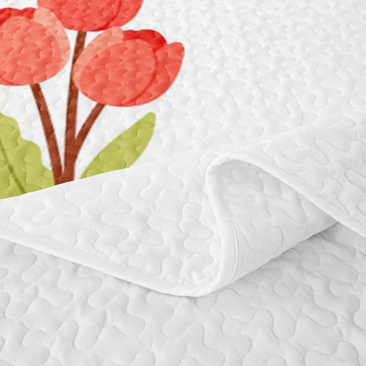 Homewish Copriletto Trapuntato Matrimoniale Plaid Rosso Avorio