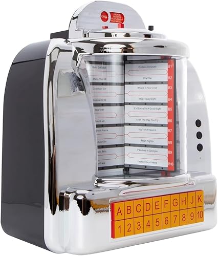 Miniatura 3 de Altavoz inalámbrico clásico cromado estilo Jukebox con pantalla de selección de canciones, interfaz de teclado, pantalla de altavoz nostálgico