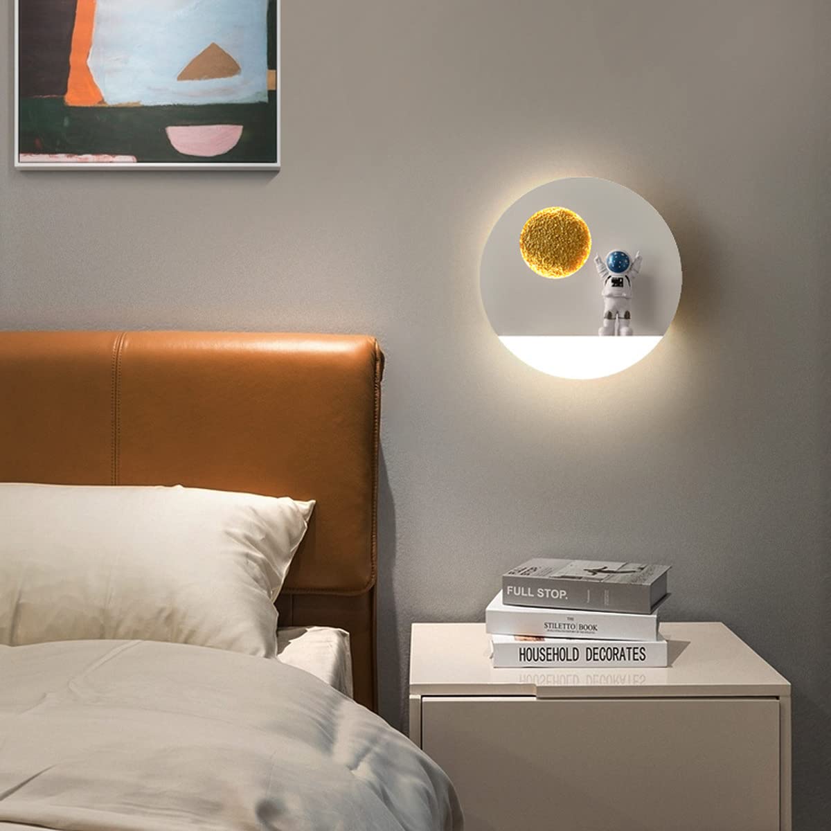 Lampada da parete LED Bambini con Telecomando, 12W Moderna Applique da Parete Astronauta Lampada da Comodino Cameretta Bambini per Ragazzi Ragazze Camera da Letto Metallo Lampada a Muro (A2)
