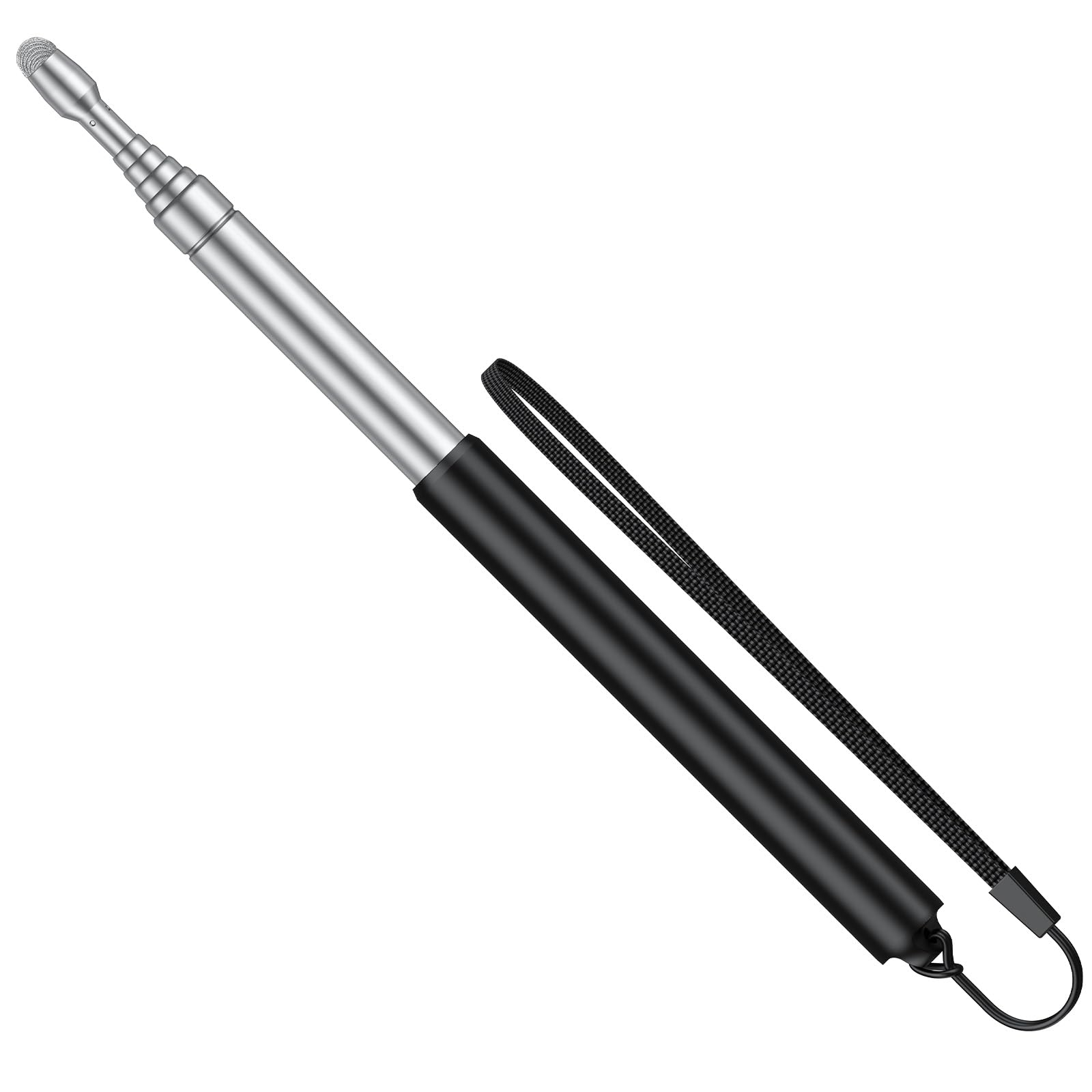 Uniclife Telescopic Stylus Pen for Touchscreens, Telescopic Teachers Pointer with Stylus & Lanyard, Retractable Teacher Pointer Stick for Classroom, Extendable Whiteboard Pointer, up to 100 cm (Black)