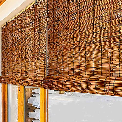 Kheddo Bamboo Roller Shades, Natural Cordless Reed Curtain, Retro Decorative Curtains Breathable Roman Blinds For Garden/Balcony/Window (Color : Brown, Size : 36In Widthx 39In High) #TOP4