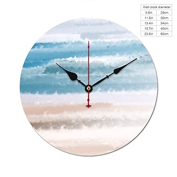 Amazon.co.jp: 砂 ビーチ海波抽象芸術水色【12inch】壁掛け時計