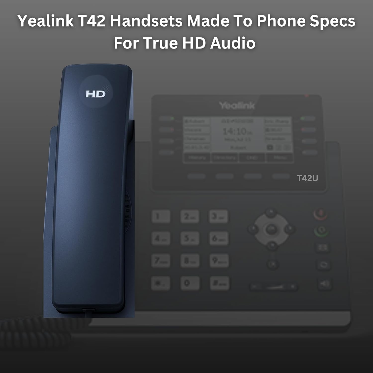 Yealink Phone Handset Spare Replacement for Telephones - T43U,T42U, T40P, T41S, T42S, T40G, T41P, T42G, Made to Exact Specs to Ensure Optimal HD Audio During Conversations, Global Teck Microfiber