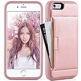 ZVE Case for Apple iPhone 6s Plus and iPhone 6 Plus, 5.5 inch, Slim Leather Wallet Case with Credit Card Holder Slot Pocket Protective Case Cover for Apple iPhone 6 / 6s Plus - Rose Gold