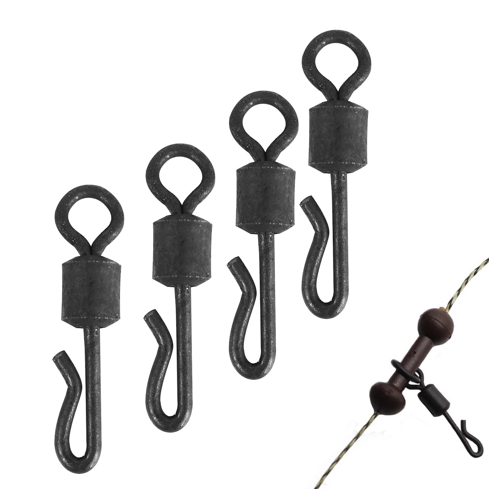 25 Pezzi Girelle da Pesca,Terminale Connettore Girevole a Forma di Q Terminali da Carpfishing,Clip da Pesca alla Carpa,Girelle Pesca con Bottoni a Pressione Connettore in Acqua Dolce o Acqua Salata
