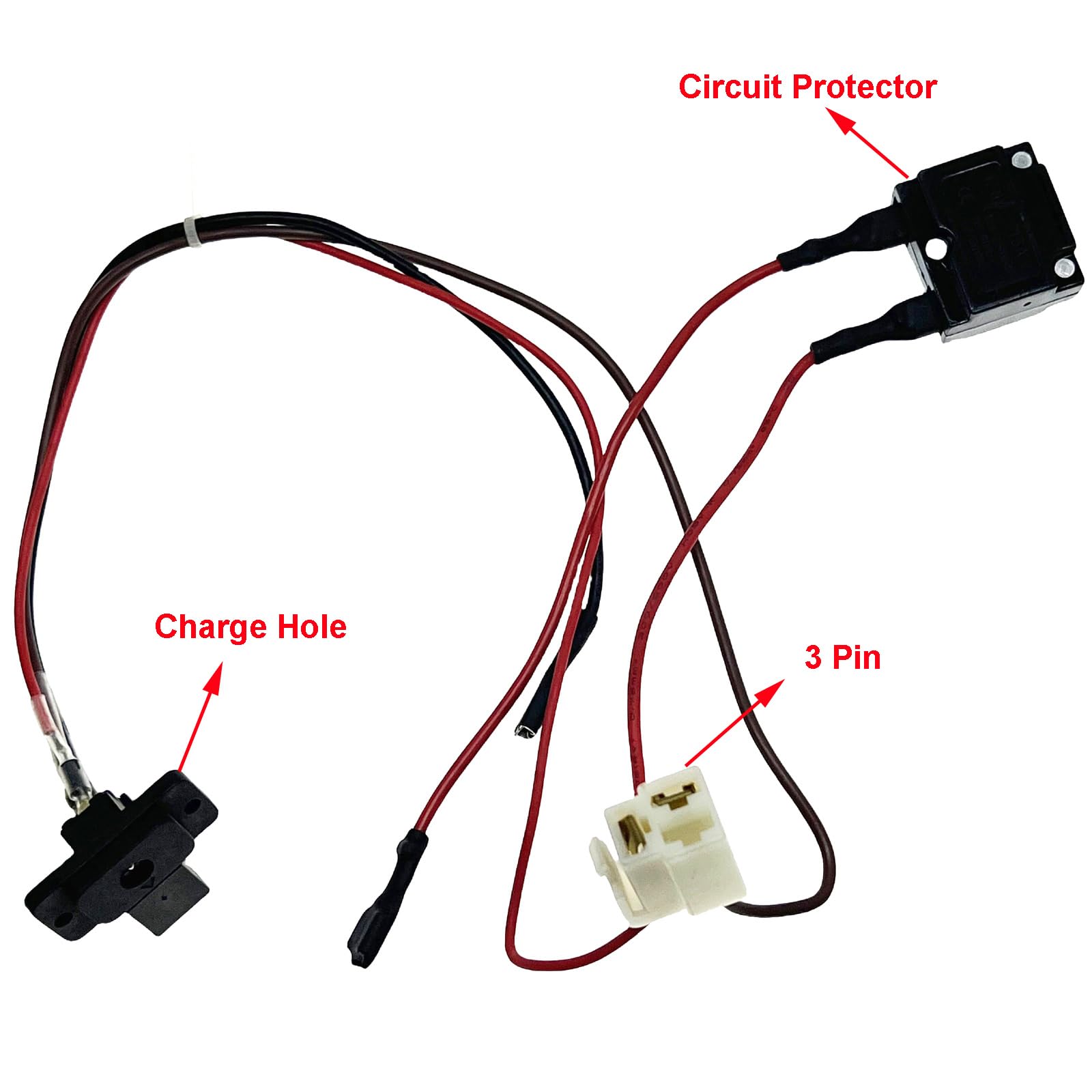 12V Powered Wheel Wire Harness Battery Wire Connector with 15A Fuse,12 Volt Battery Harness for Kids Trax Battery Connector Replacement Part Ride Toy Truck SUV Battery Adapter Harness(3 Pin)