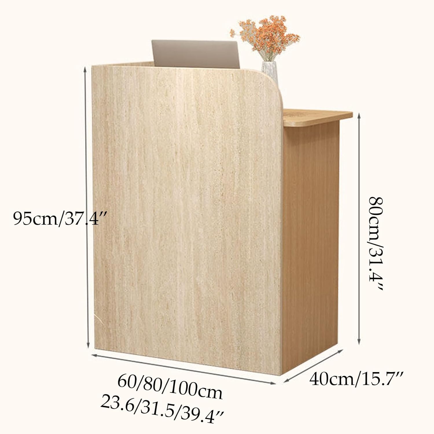 Small Front Checkout Desk Reception Desk Checkout Counter Double Drawers for Lobby,Salon,Home Office Desk(Color11,60x40x95cm)