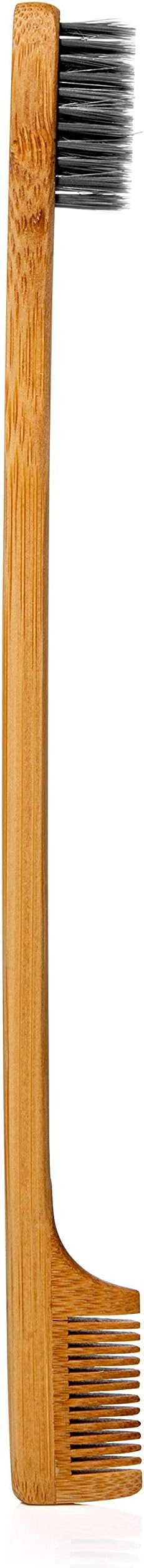 GranNaturals Edges Brush and Comb for Edge Control   Nylon Bristles, Sturdy Bamboo Handle - Styling & Gentle Care Tools - Edge Fixer for Baby Hairs - Compact Curling Accessories for Thick, Curly Hair
