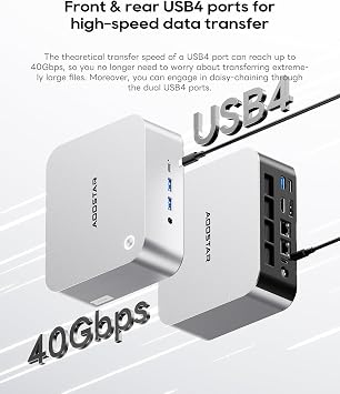 AOOSTAR Maco Mini PC Ryzen 7 H 255 (up to 4.9 GHz) Barebone Mini Desktop Computer No RAM No M.2 PCIe4.0 SSD Micro Gaming PC/OCuLink/2xUSB4/2x2.5G LAN/4-Screen Display/Fingerprint Unlock