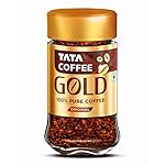 Tata Coffee Gold Original, Instant & Pure Coffee Jar, 50g, Freeze-Dried, Rich & Strong, Specially Sourced Robusta and Arabica bean