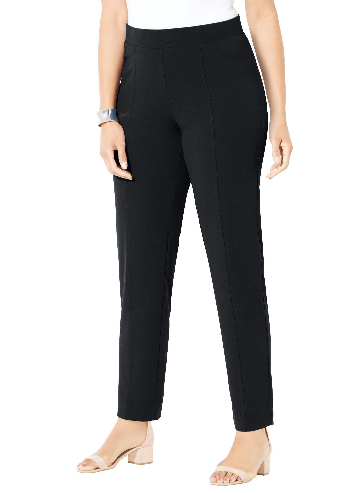 Womens Plus Size Crepe Knit Pull-On Pant