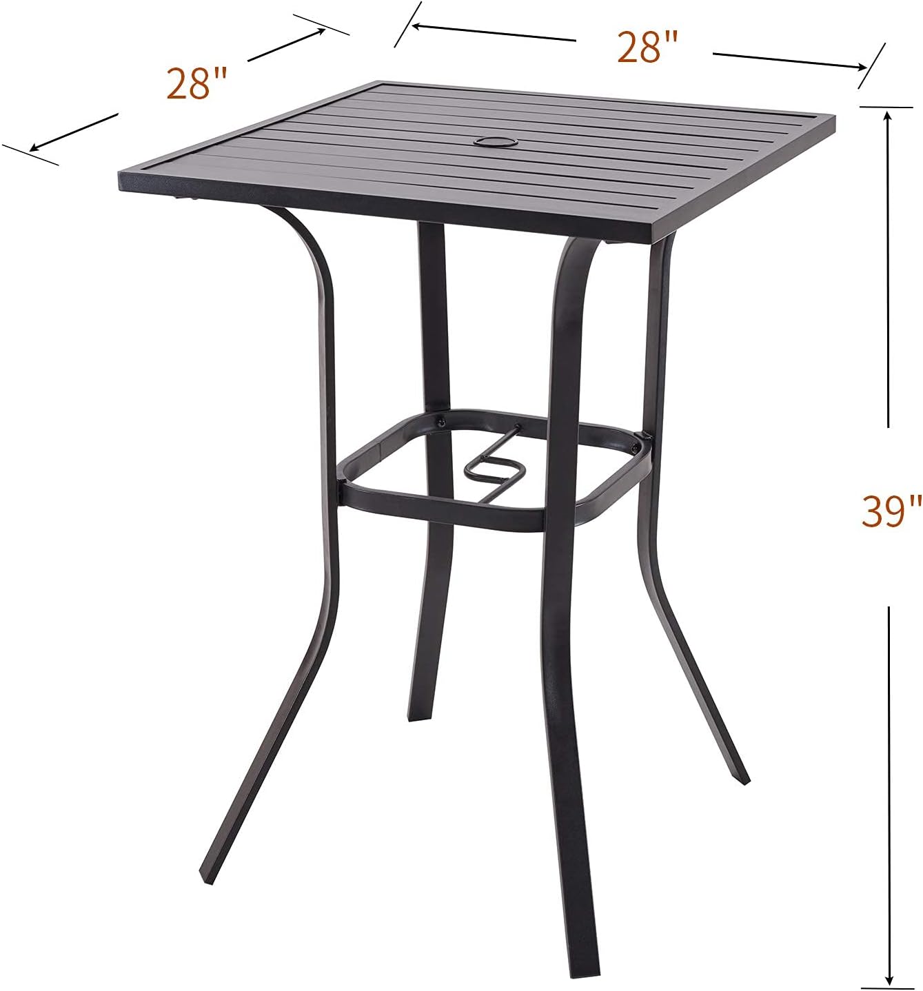 VICLLAX Outdoor Patio Bar Height Table, Metal Frame Bistro Table with Umbrella Hole : Patio, Lawn & Garden