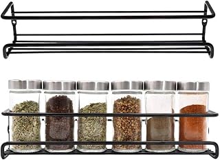 Hemobllo Wall Mounted Spice Rack Kitchen Seasoning Storage Racks 11.41 X 2.36 X 2.36 in Metal Seasoning Organizer Space-Saving Wall Spice Rack for Pantry Cabinet Door Home Restaurant Cafeteria